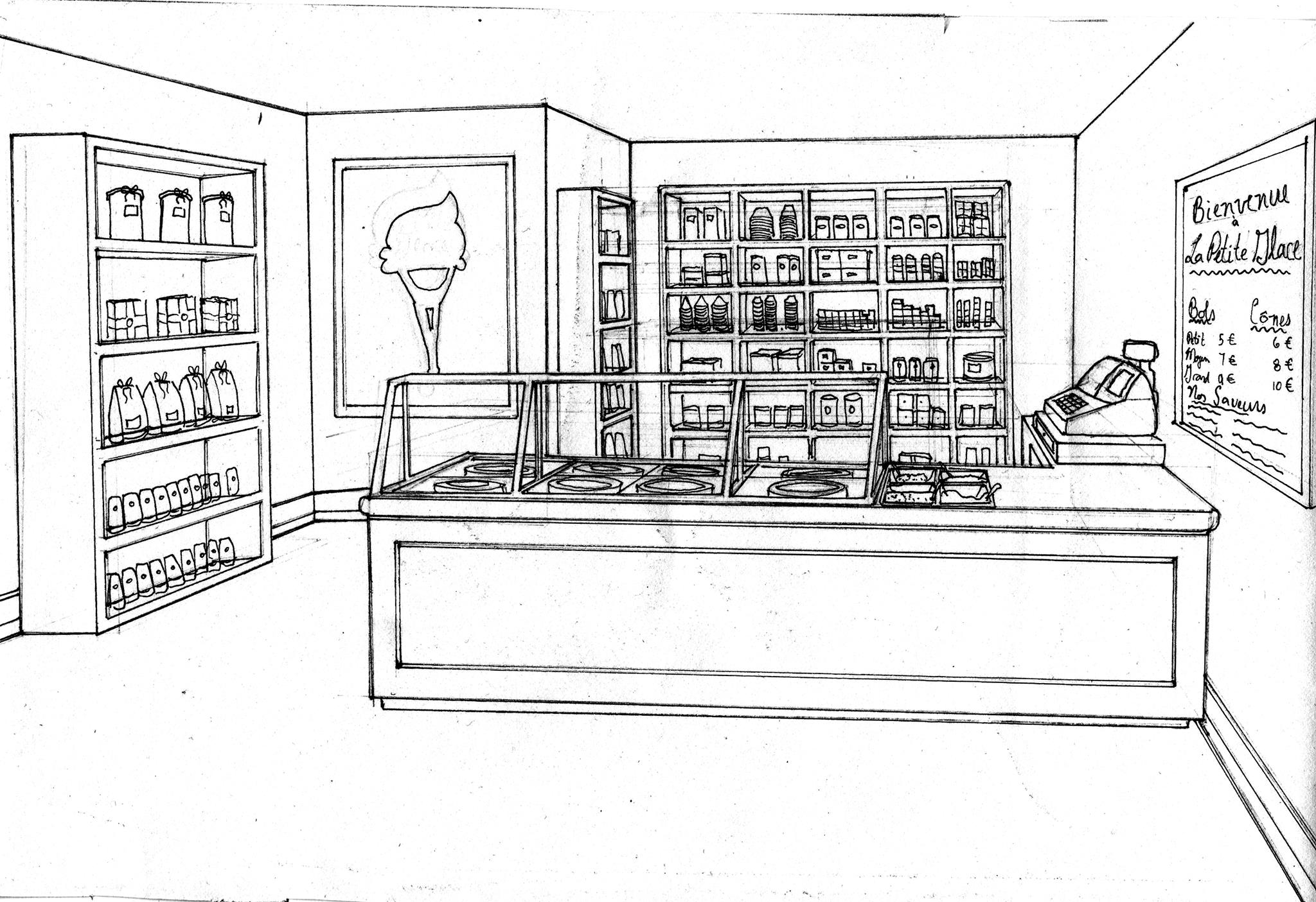 Image result for ice cream parlour drawing