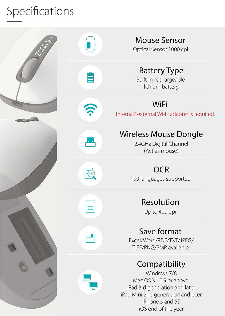 Zcan Wireless Worlds 1st Wireless Scanner Mouse Indiegogo