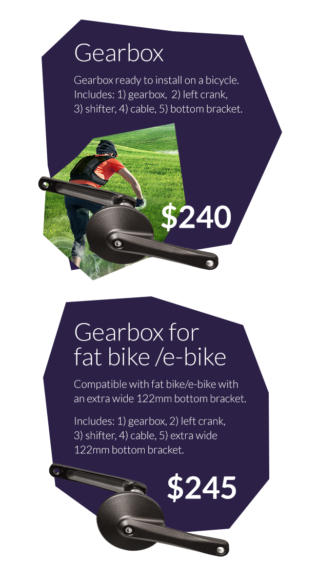 3speed front bicycle gearbox Efneo Indiegogo